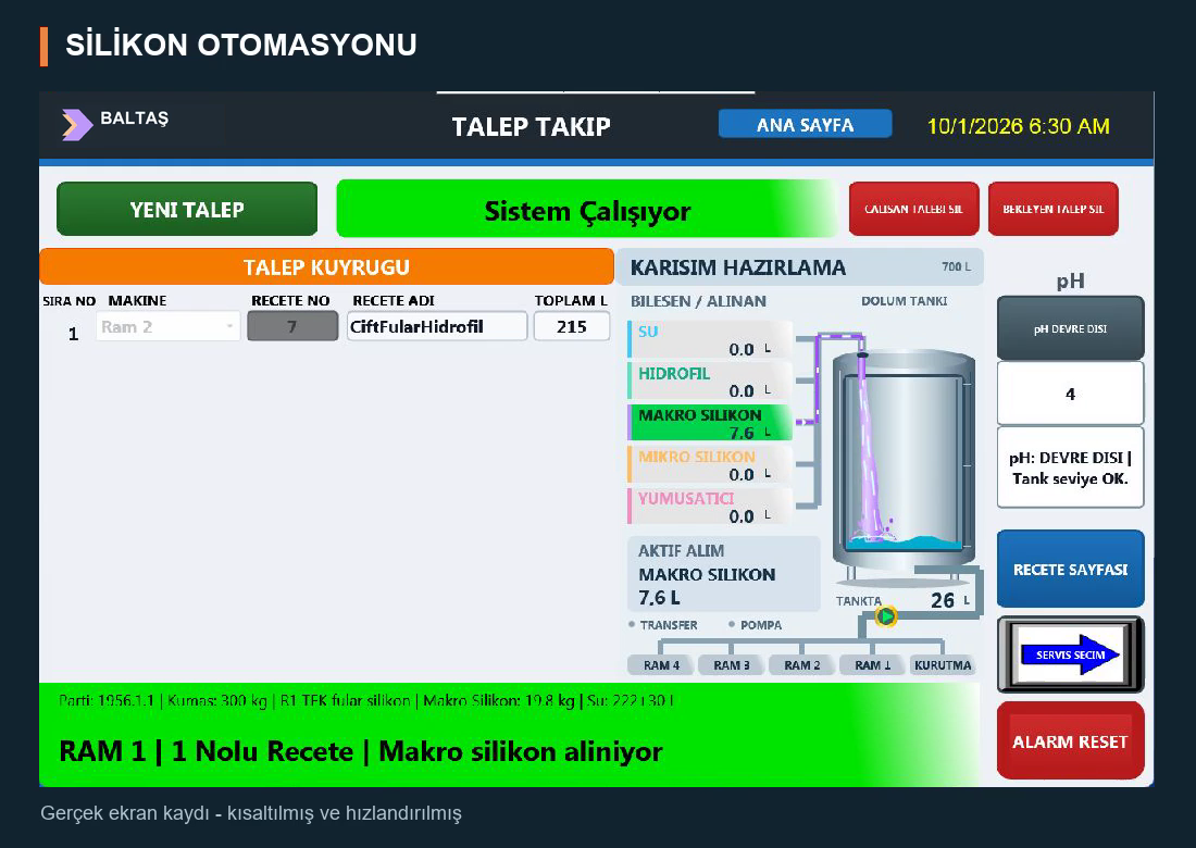 Silikon hazırlama uygulamasının ekranı